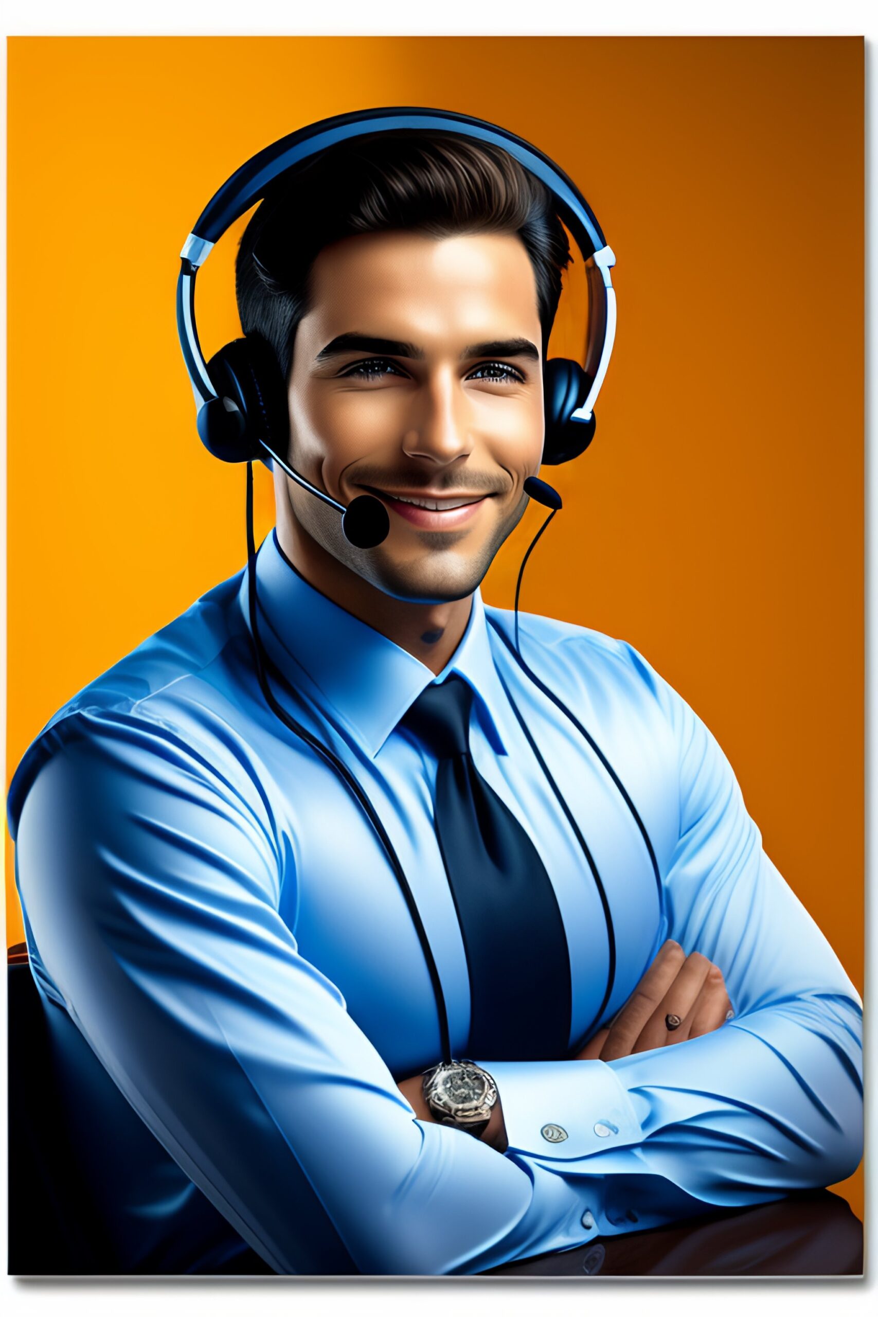 Portrait of a male call center agent